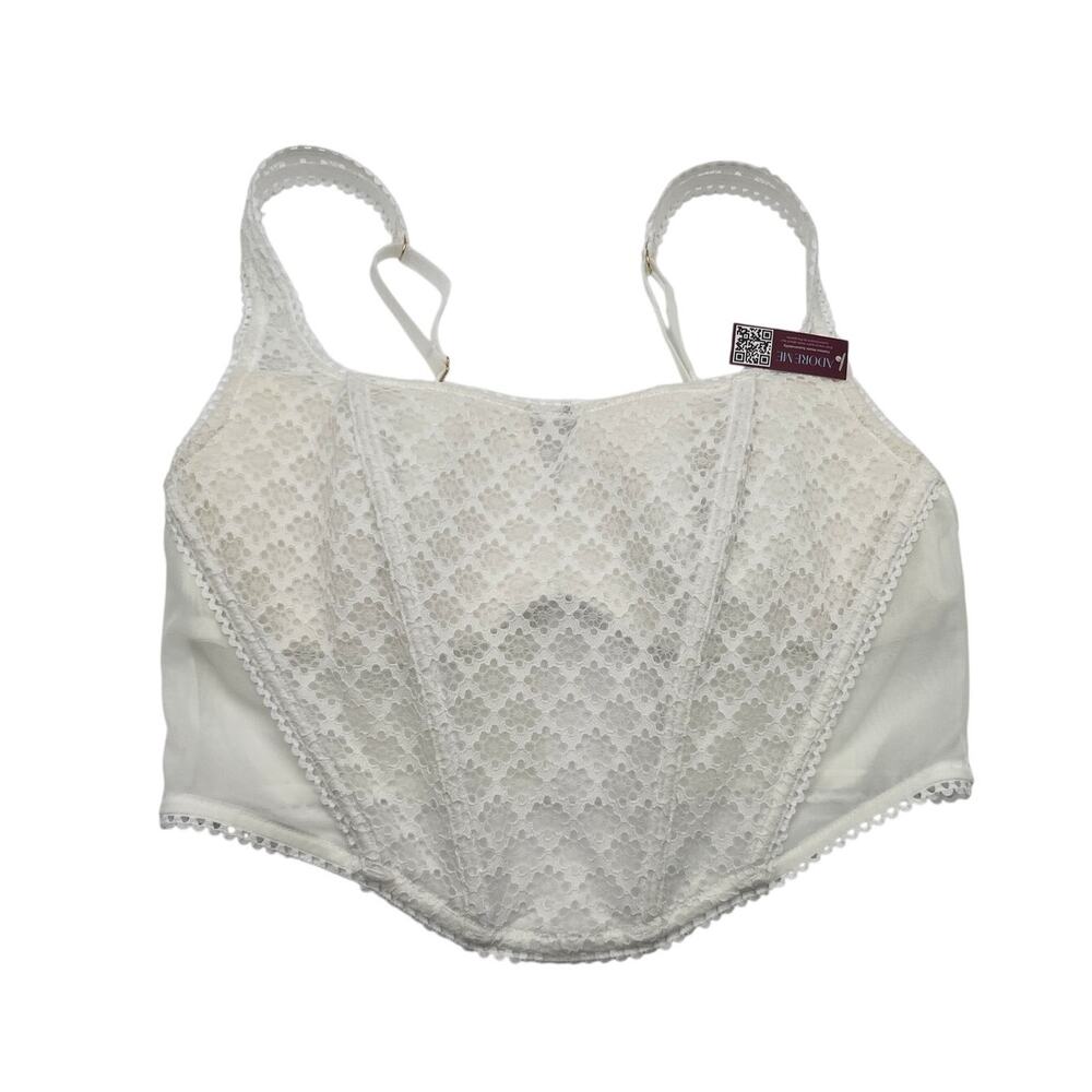 Adore Me Women's Roxi Bustier Corset Bra Size 36D Bright White NEW